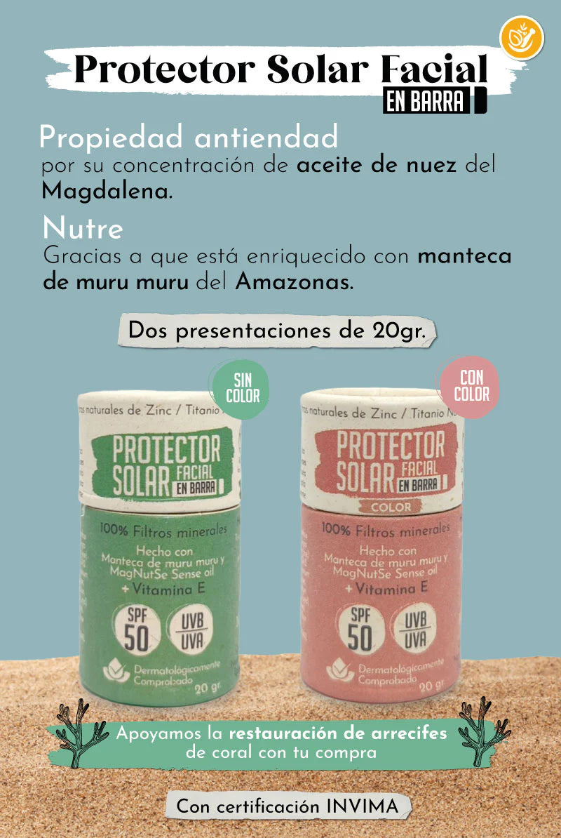 Protector Solar Facial en Barra SPF50 con 100% Filtros minerales (20g) Santo Remedio
