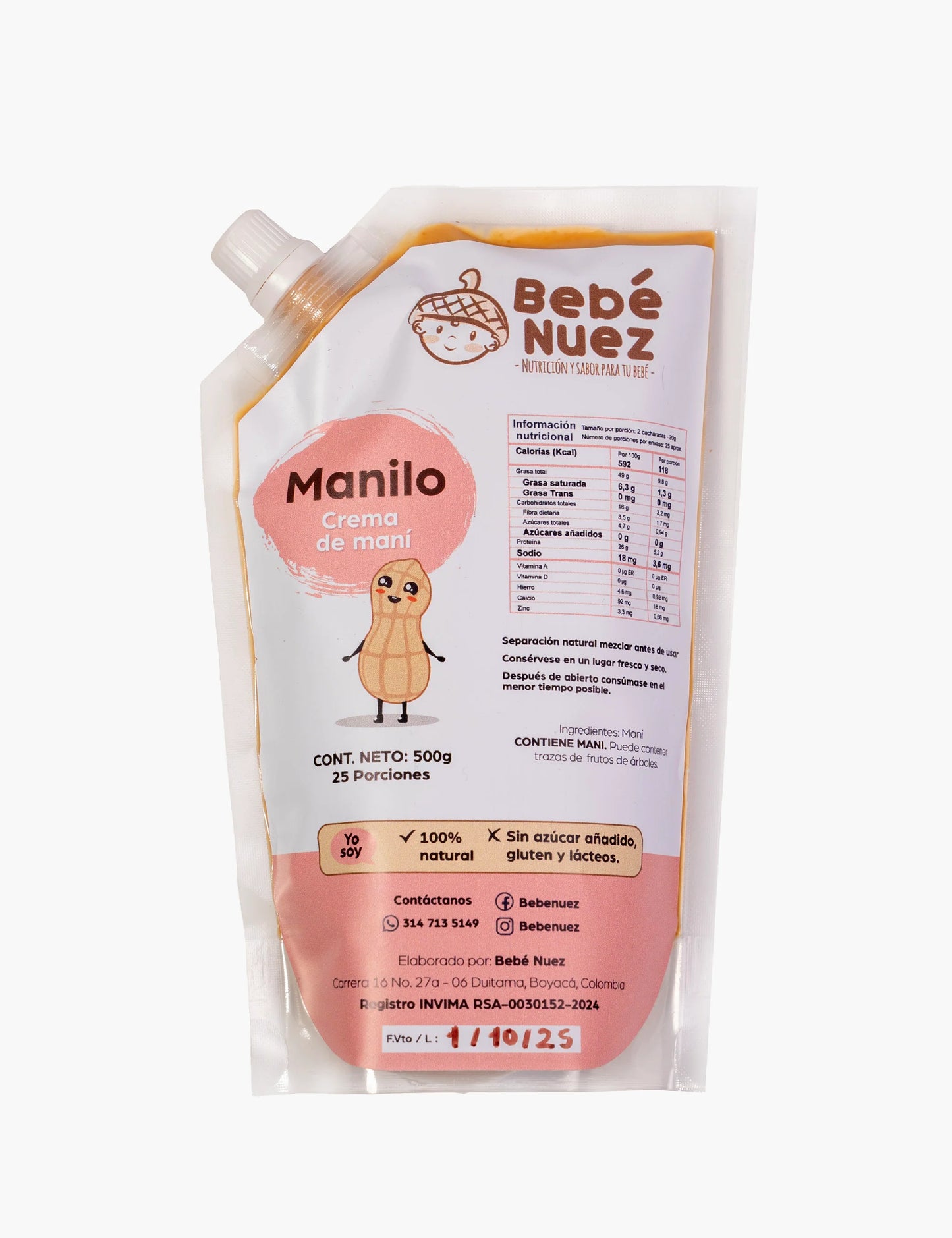 Crema de Maní Bebe nuez