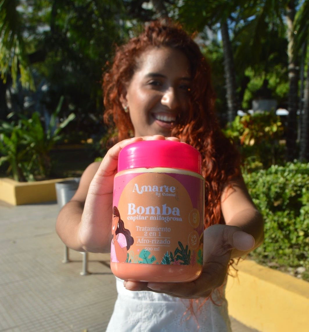 Bomba capilar Cabello Afro Rizado Tratamiento 2 en 1