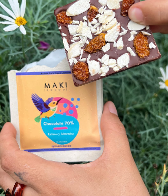Chocolate Artesanal Vegano 70% – Uchuva y Almendra