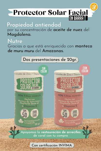 Protector Solar Facial en Barra SPF50 con 100% Filtros minerales (20g) Santo Remedio