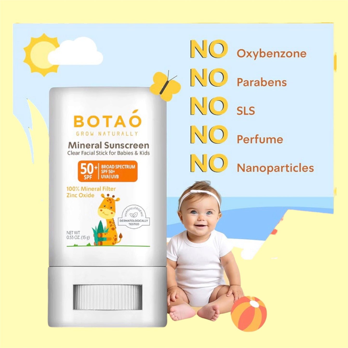 Protector solar para bebés y niños  - Barra mineral SPF 50+
