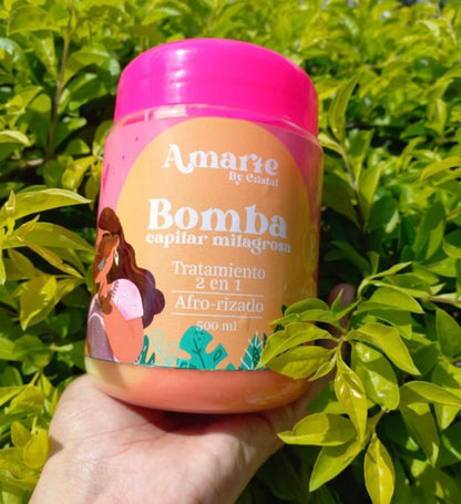 Bomba capilar Cabello Afro Rizado Tratamiento 2 en 1