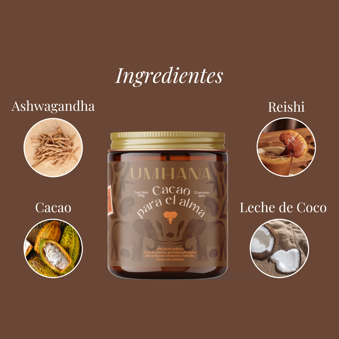 Cacao para el alma: Mezcla de adaptógenos para el estrés, ansiedad e insomnio 50gr